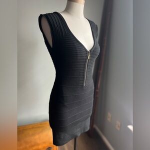 Twenty One Black body Con Super Stretch Zipper Dress Size Medium